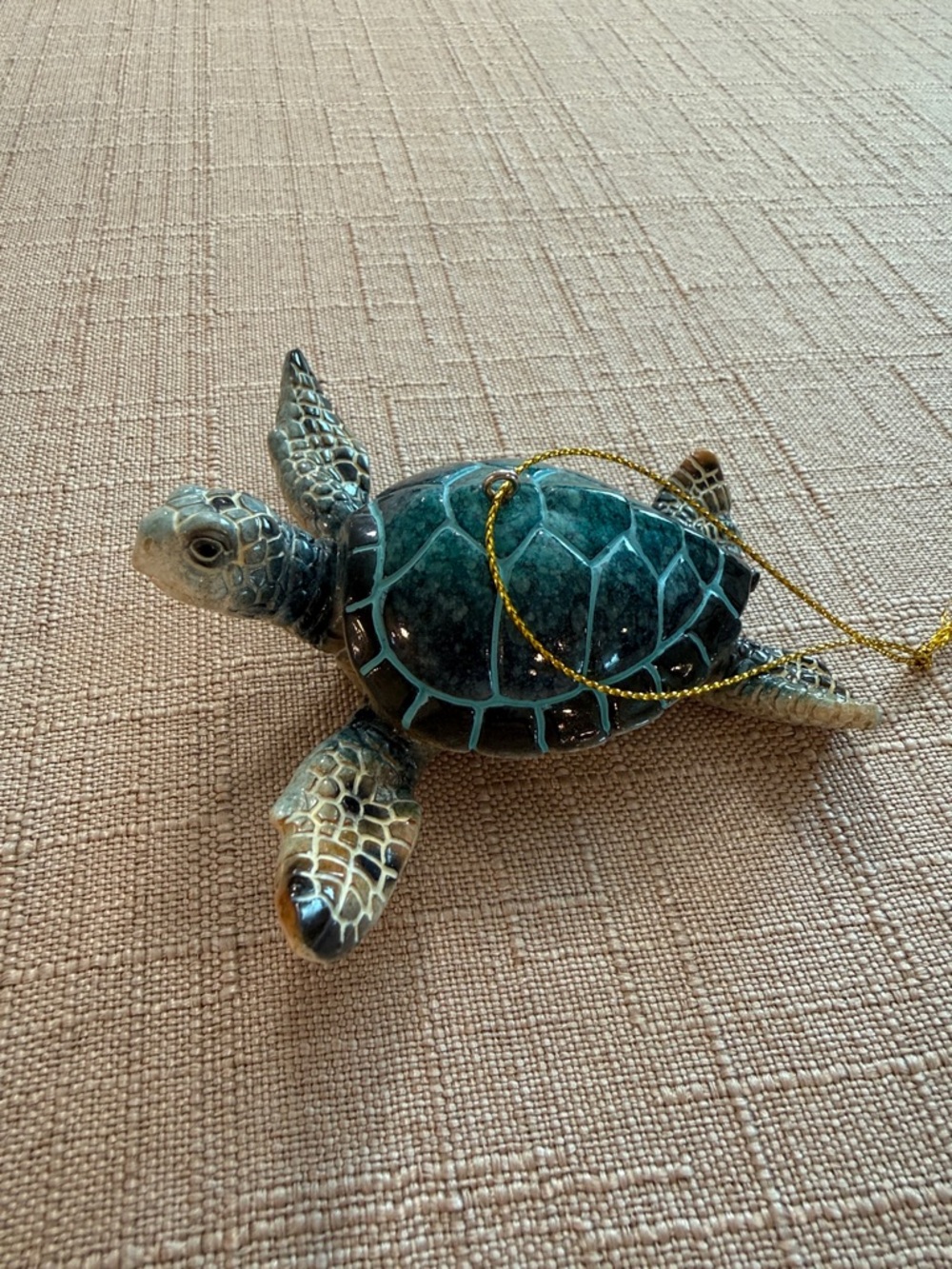 Hand-Painted Teal Sea Turtle Holiday Ornament by Rengora ocean tropical decor